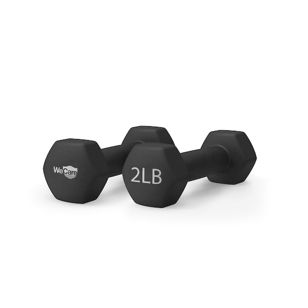 Neoprene Coated 2 Lbs Dumbbells For Non-Slip Grip, Set Of Two, Black, 2PK